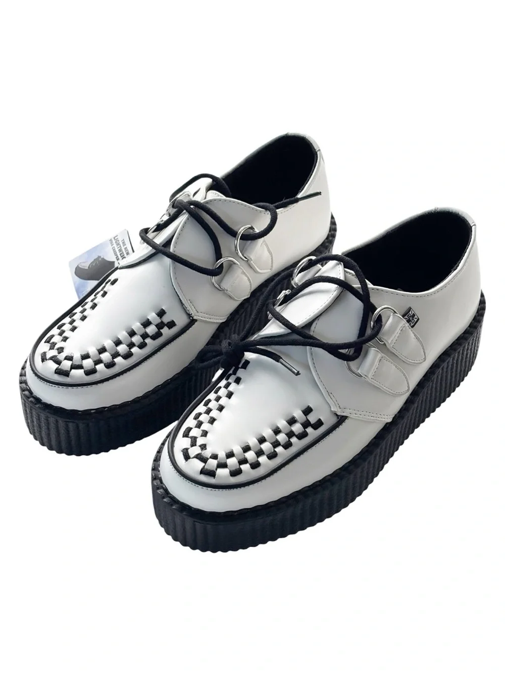 T.U.K. White Leather Viva Mondo Creeper | size 8W